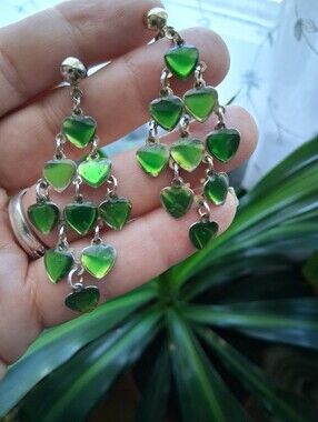 Green Enamel Dangle Earrings
